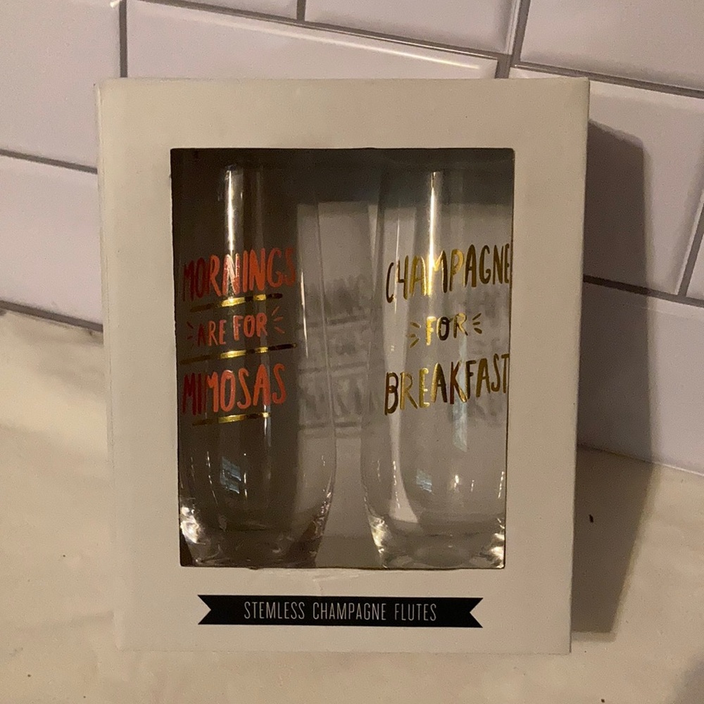 Stemless Champagne Flutes, “About Face Designs”